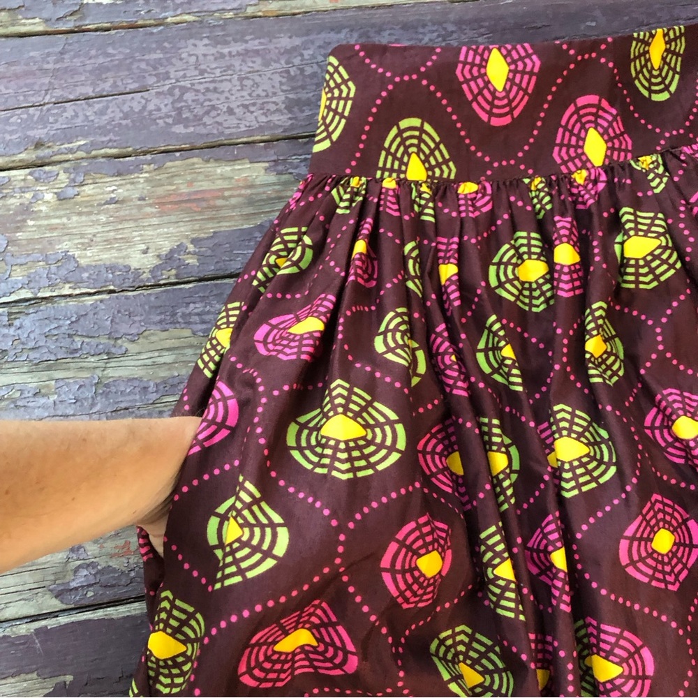 Vintage Handmade Maxi Skirt Size XS High Waist Pockets Tulle 60s 70s Print - Picture 5 of 12
